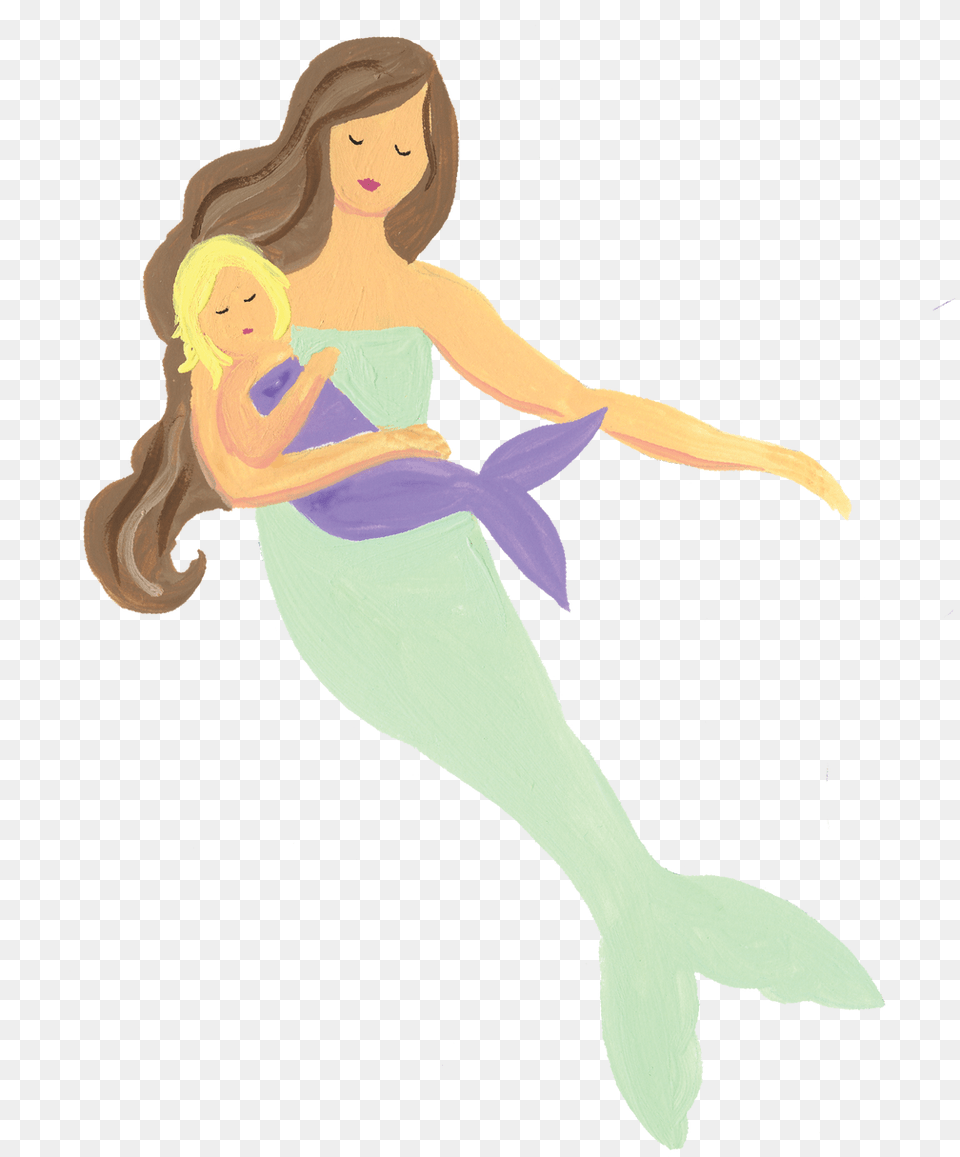 Mermaid With Baby Print Amp Cut File Cartoon, Adult, Female, Person, Woman Free Transparent Png