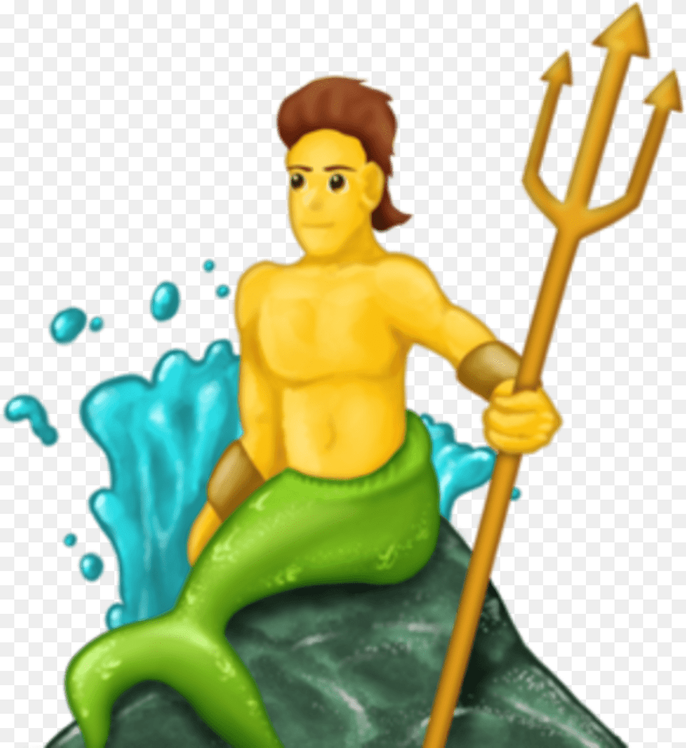 Merman Emoji, Trident, Weapon, Baby, Person Free Png Download