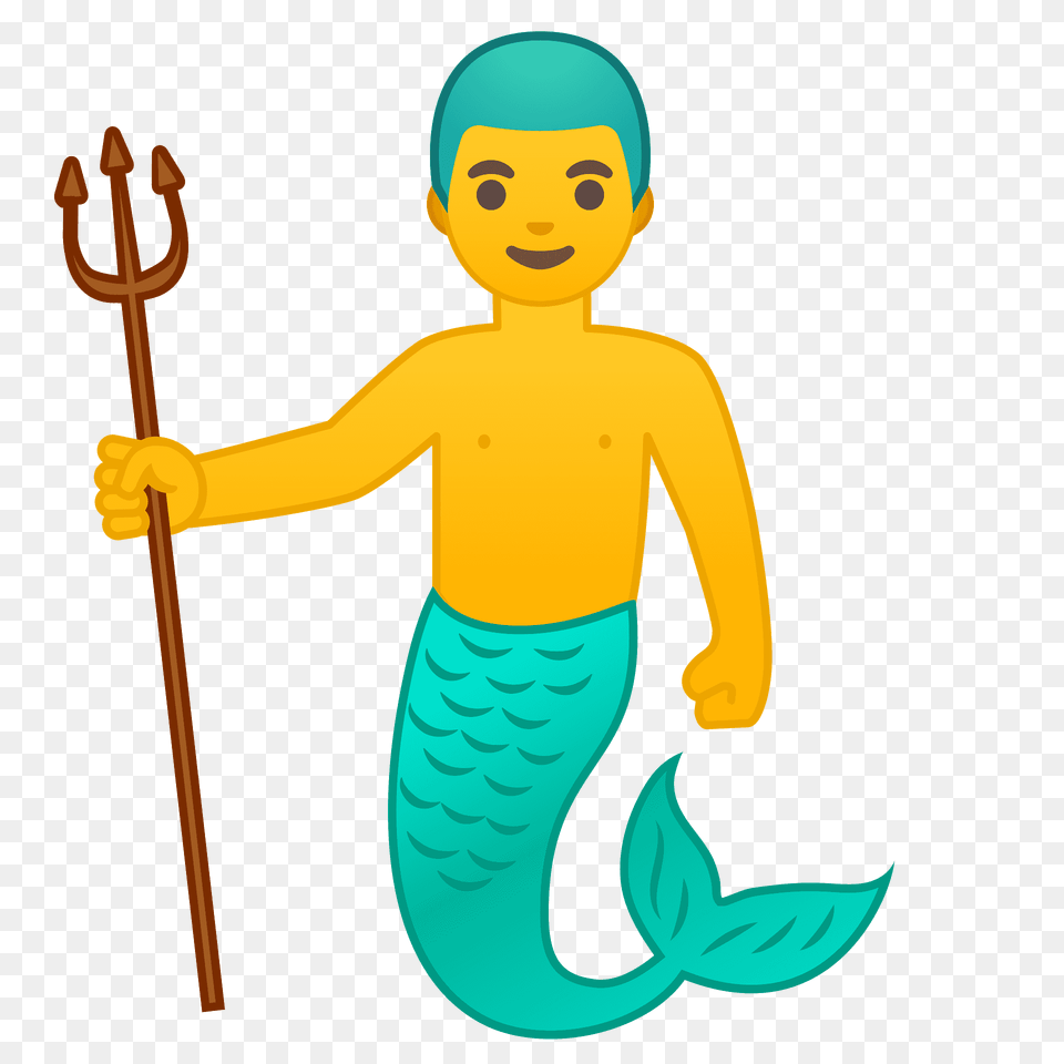 Merman Emoji Clipart, Baby, Person, Trident, Weapon Png