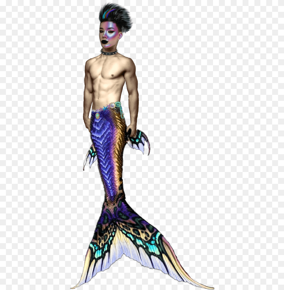 Merman Mermaid Fish Underwater Man Male Shirtless Illustration, Back, Body Part, Person, Adult Free Png Download