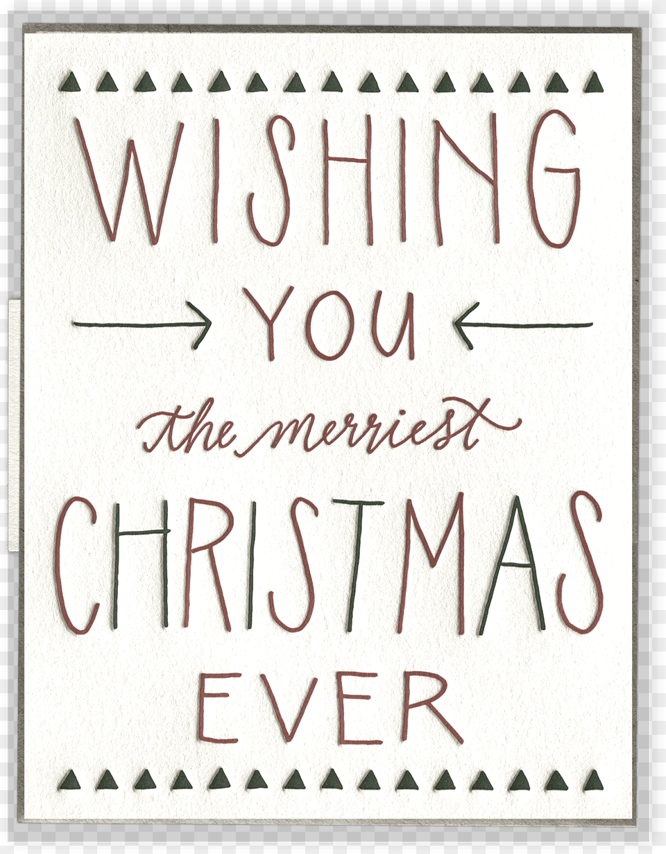 Merriest Christmas Ever Letterpress Greeting Card Calligraphy, Text Free Transparent Png