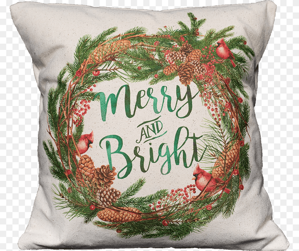Merry Amp Bright Cushion, Home Decor, Pillow, Plant, Pattern Free Transparent Png