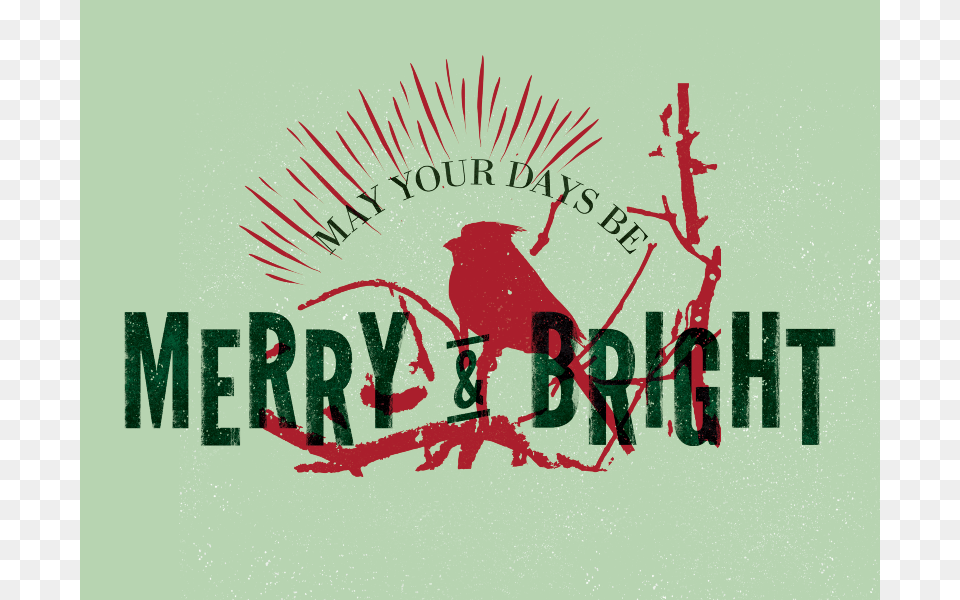 Merry Amp Bright Holiday Card Bird Graphic Retrosupply, Logo, Animal Free Transparent Png
