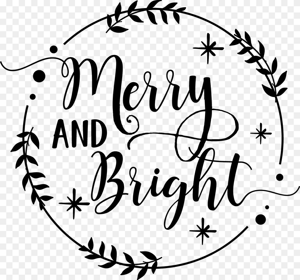 Merry Amp Bright Vinyl Decal Calligraphy, Handwriting, Text Free Transparent Png