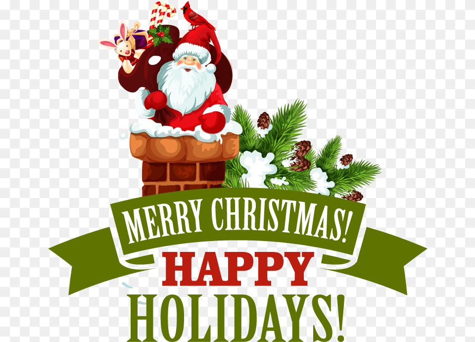Merry Christmas And Happy Holidays Clipart Full Size Clipart Merry Christmas, Elf, Advertisement, Poster, Cream Png