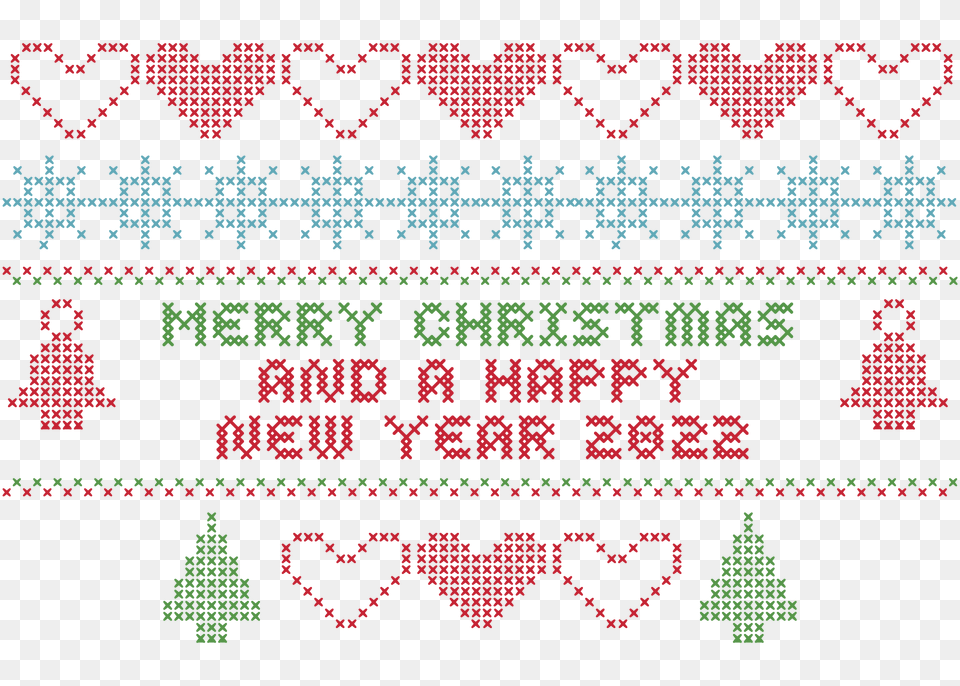 Merry Christmas And Happy New Year 2022 Crochet Typography Clipart, Pattern, Embroidery, Stitch, Blackboard Png