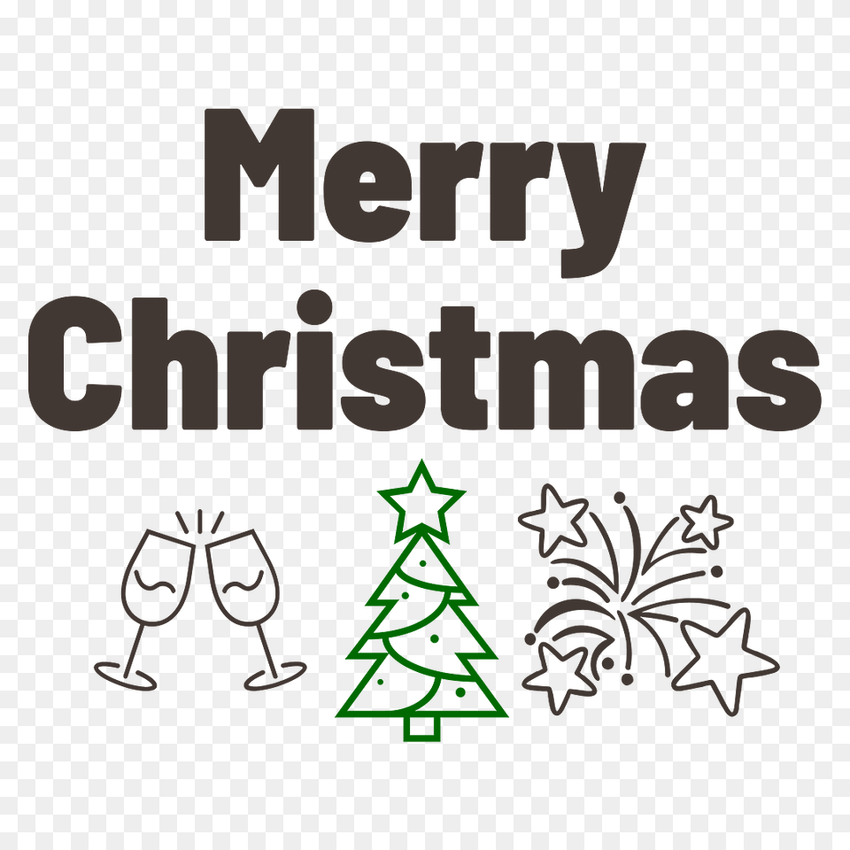 Merry Christmas Bold Letters Champagne Tree Fireworks, Green, Recycling Symbol, Symbol, Text Free Png Download