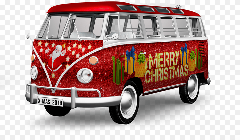 Merry Christmas Camper Van, Caravan, Vehicle, Transportation, Bus Png Image