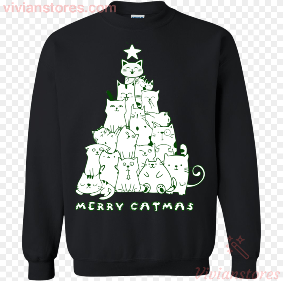 Merry Christmas Cat Lover Sweatshirt Vivianstores Golden State Warriors Sweaters Christmas, Long Sleeve, Clothing, Sweater, Knitwear Png Image