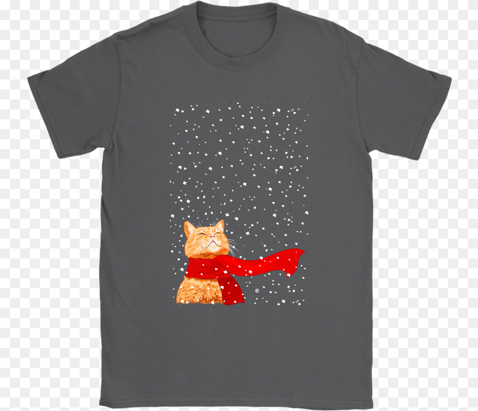 Merry Christmas Cat With Red Scarf Shirts Nfl, Clothing, T-shirt, Animal, Mammal Png Image
