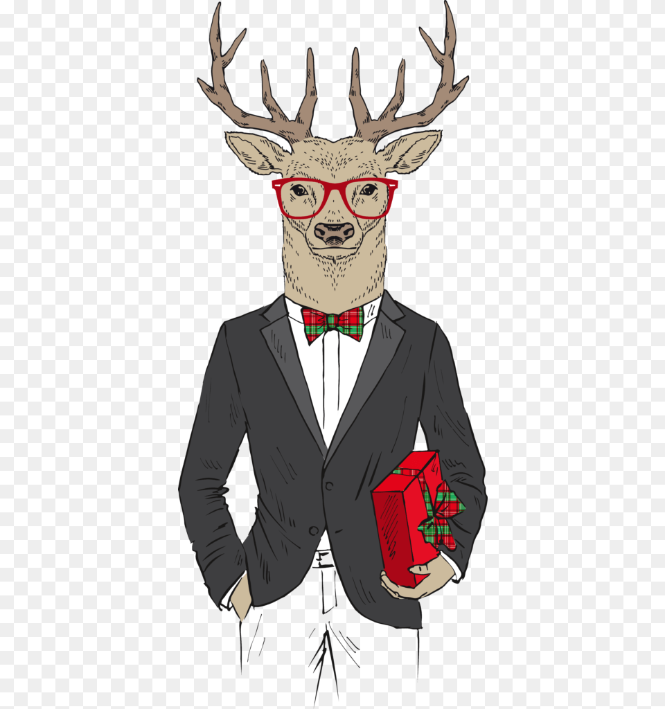 Merry Christmas Deer, Adult, Person, Man, Formal Wear Free Png Download