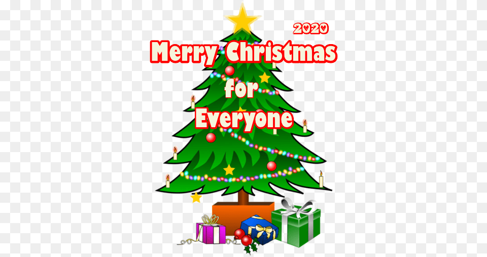 Merry Christmas For Everyone Pngbg Animated Cartoon Christmas Tree, Plant, Christmas Decorations, Festival, Christmas Tree Png Image