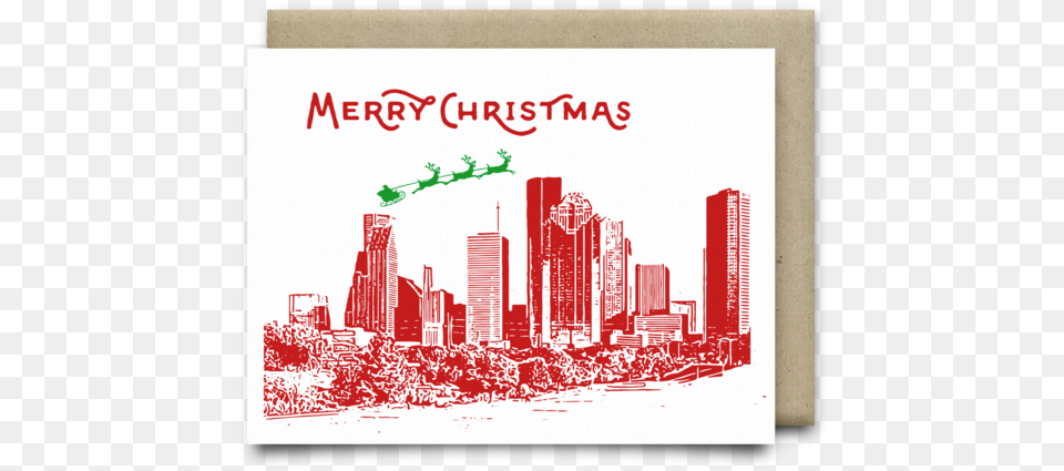 Merry Christmas From Houston Card Skyline, City, Urban, Book, Publication Free Png