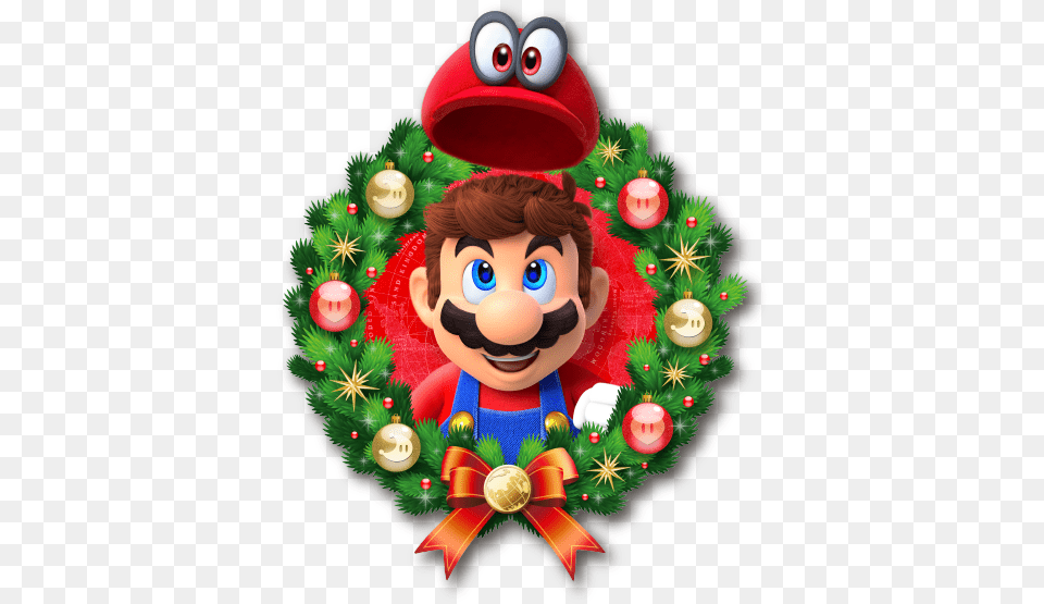 Merry Christmas From Nintendo Super Mario Odyssey Super Mario Christmas, Birthday Cake, Cake, Cream, Dessert Png Image
