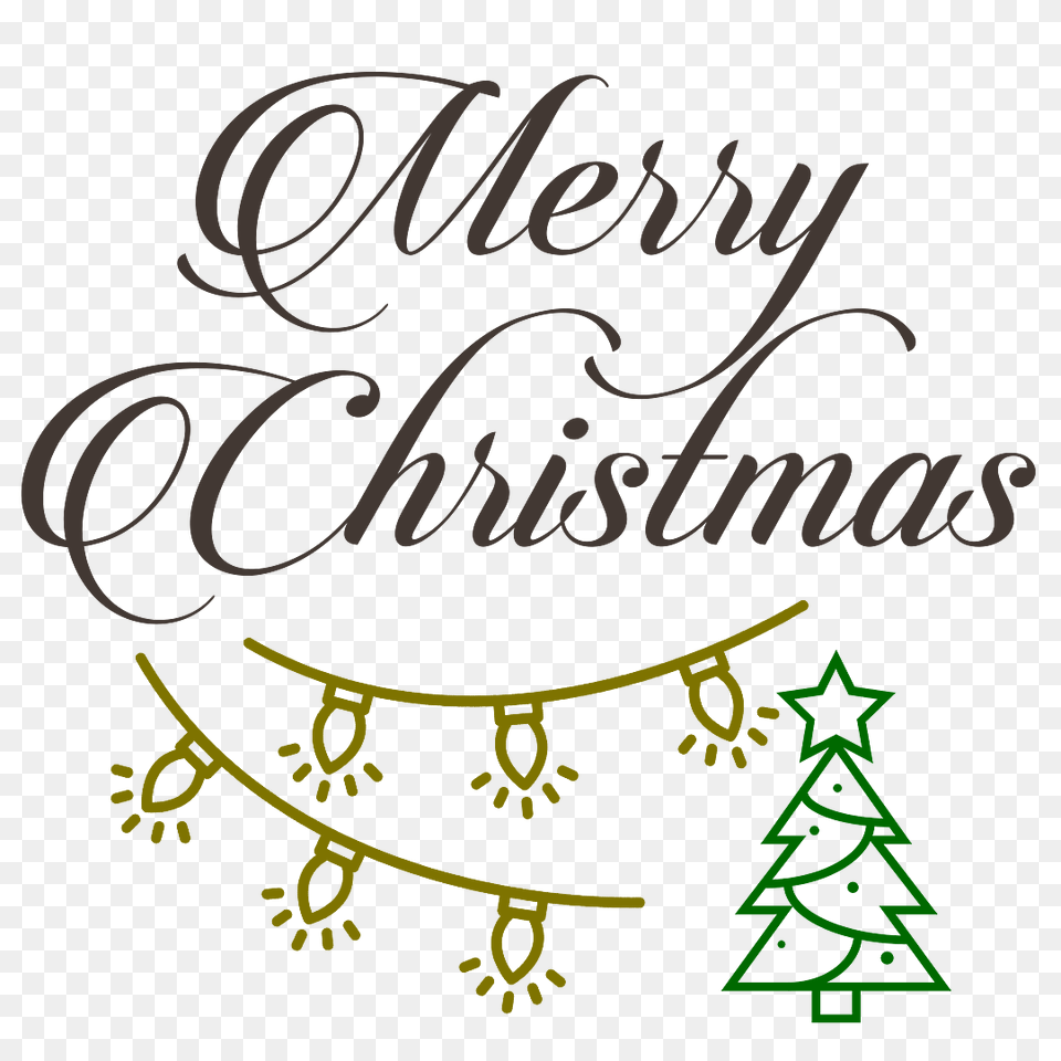 Merry Christmas Garland And Tree, Green, Text, Envelope, Greeting Card Free Png