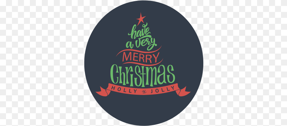 Merry Christmas Holly Jolly Tree With Background Circle, Logo Free Transparent Png