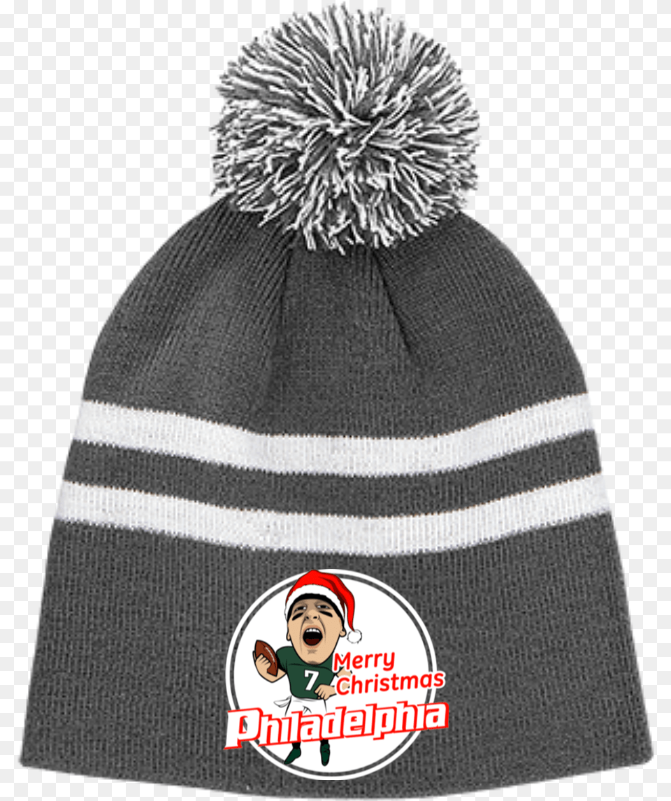 Merry Christmas Philadelphia Striped Pom Beanie, Cap, Clothing, Hat, Baby Free Transparent Png