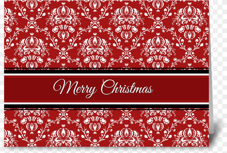 Merry Christmas Red Damask Greeting Card Greeting Card, Art, Floral Design, Graphics, Pattern Free Transparent Png