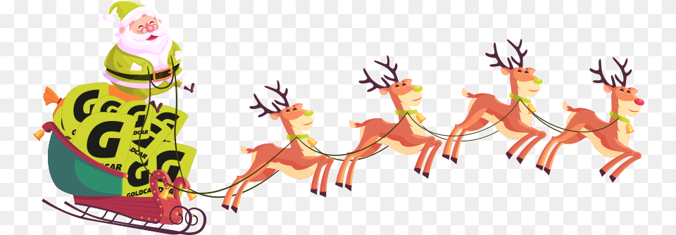 Merry Christmas Santa And Reindeer Cute Cartoon, Baby, Person, Animal, Antelope Free Png Download