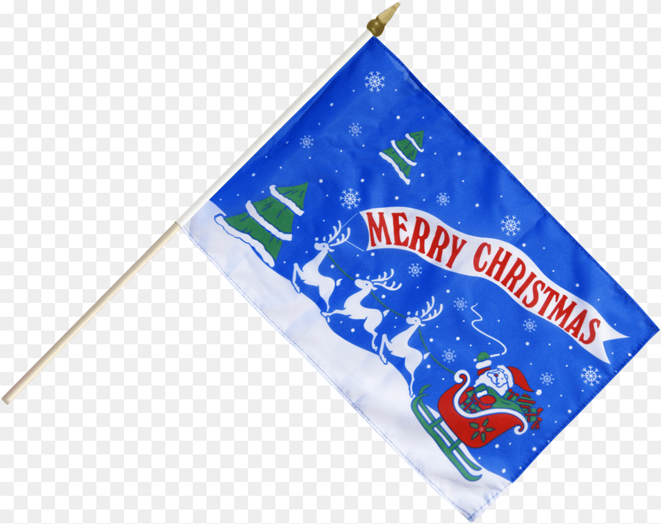 Merry Christmas Santa Claus With Sledge Hand Waving Flag Free Transparent Png