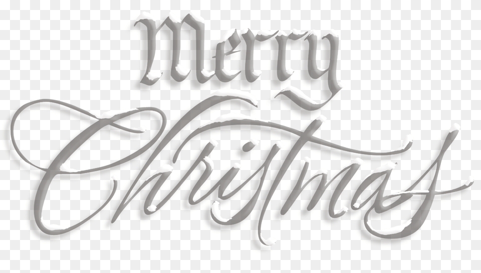Merry Christmas Silver Snow Text, Calligraphy, Handwriting Free Png