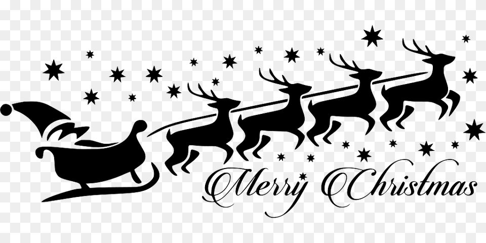 Merry Christmas Wishes And Sleigh, Animal, Deer, Mammal, Wildlife Png