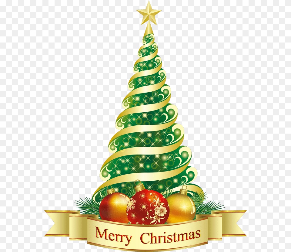 Merry Christmas With Christmas Tree, Christmas Decorations, Festival, Christmas Tree Png Image