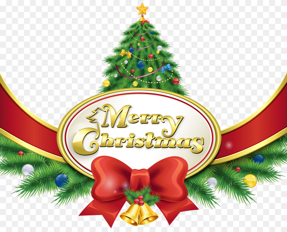 Merry Christmas With Tree And Bow Clipart Gallery, Baby, Person Free Transparent Png