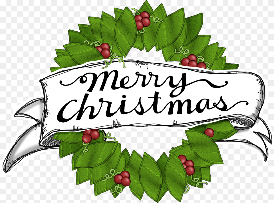 Merry Christmas Wreath Clipart, Leaf, Plant, Food, Fruit Png Image