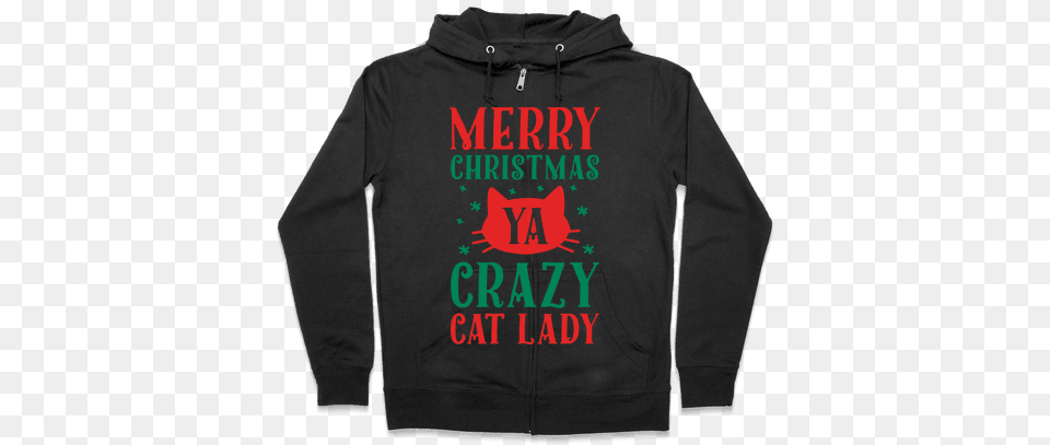 Merry Christmas Ya Crazy Cat Lady Zip Hoodie Hoodie With Dictionary Definition, Clothing, Sweater, Knitwear, Sweatshirt Free Png