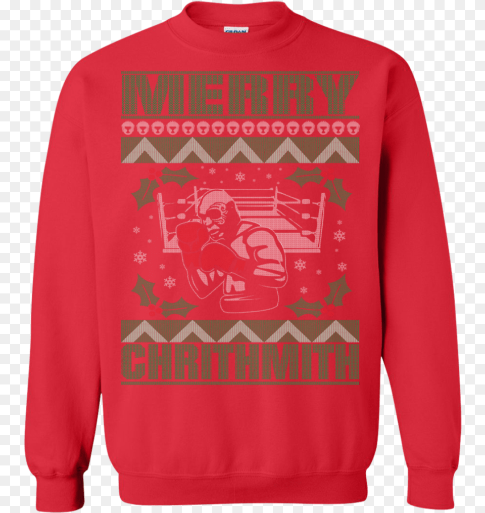 Merry Chrithmith Mike Tyson Ugly Christmas Sweater Rx7 Ugly Sweater, Clothing, Knitwear, Sweatshirt, Hoodie Png