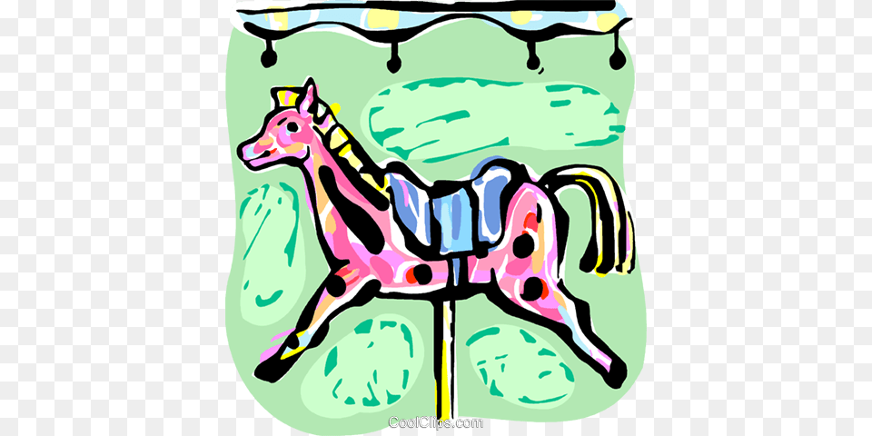 Merry Go Round Horse Royalty Vector Clip Art Illustration, Amusement Park, Animal, Antelope, Mammal Free Png