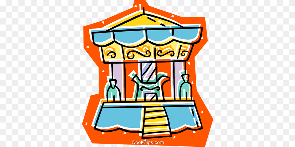 Merry Go Round Royalty Vector Clip Art Illustration, Amusement Park, Carousel, Play, Outdoors Free Png