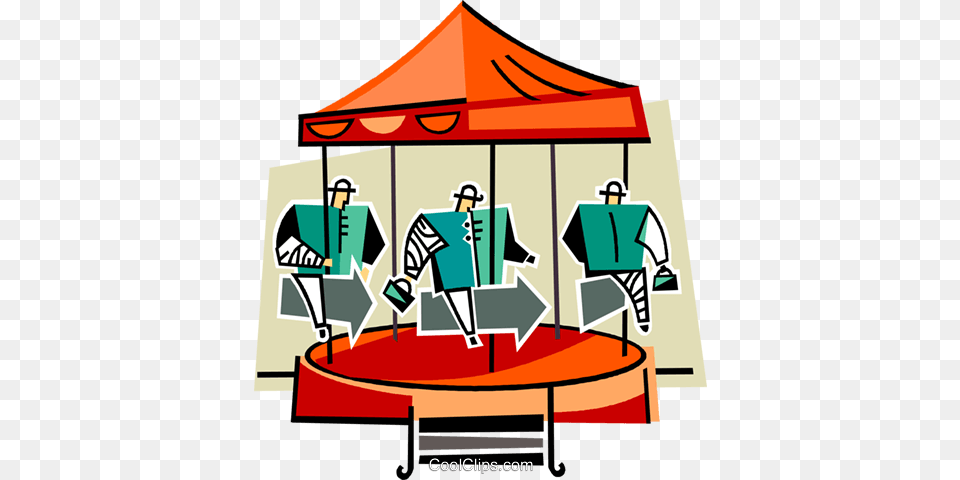 Merry Go Round Royalty Vector Clip Art Illustration, Person, Outdoors, Amusement Park, Carousel Png Image