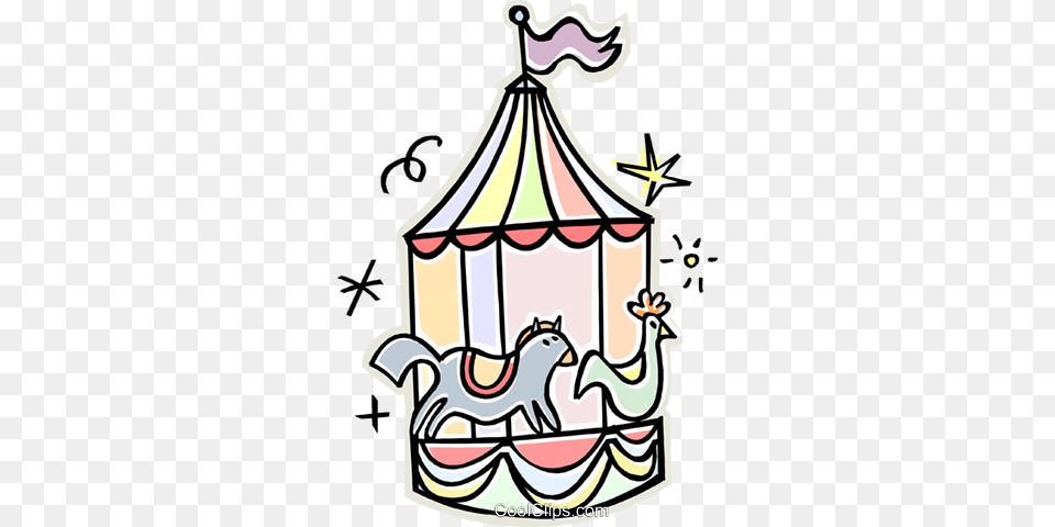 Merry Go Round Royalty Vector Clip Art Illustration, Amusement Park, Carousel, Play Free Png
