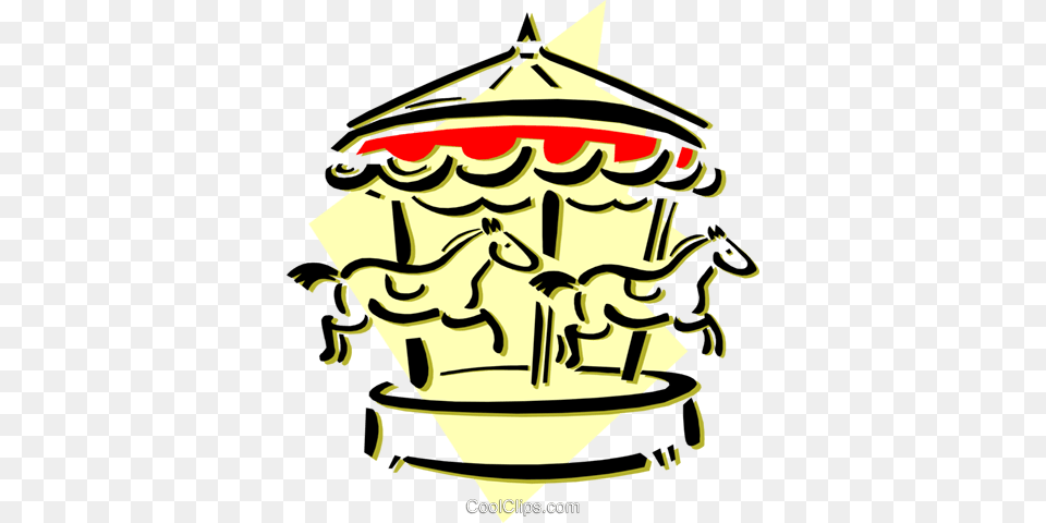 Merry Go Round Royalty Vector Clip Art Illustration, Play, Amusement Park, Carousel, Person Png