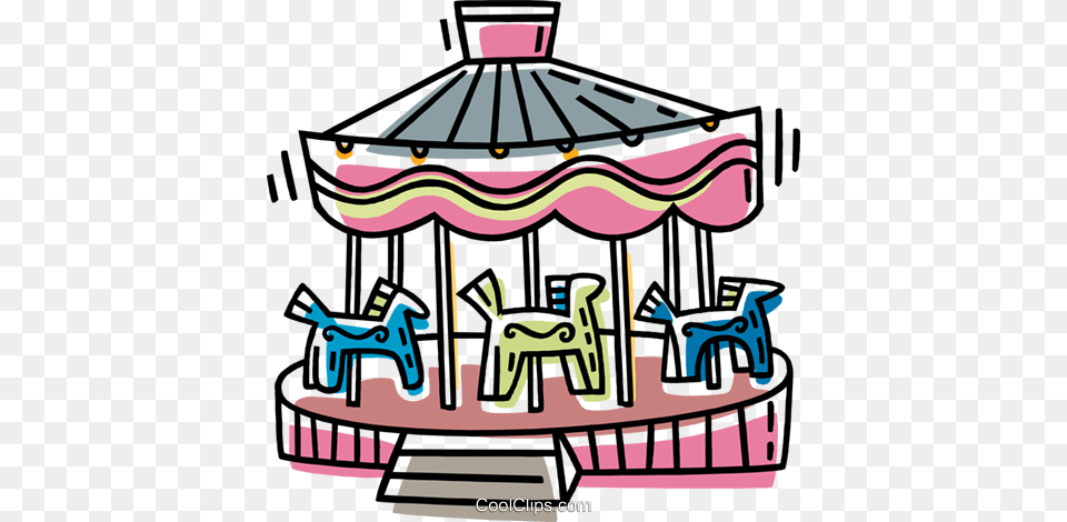 Merry Go Round Royalty Vector Clip Art Illustration, Amusement Park, Carousel, Play, Bulldozer Free Png