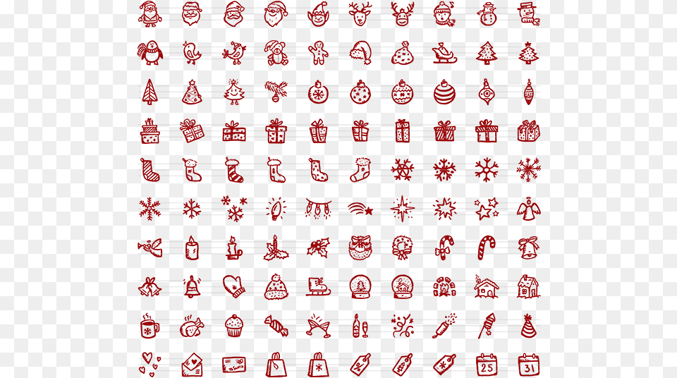 Merry Icons 100 Hand Drawn Christmas Vector Icons On Behance Special Character Smiley Symbols, Pattern Png Image