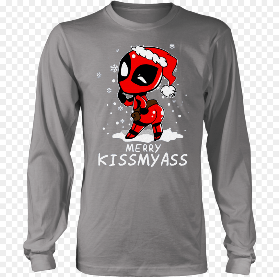 Merry Kiss My Ass Sexy Santa Deadpool Christmas Shirts Tshirt Gary Holt, Clothing, Long Sleeve, Sleeve, T-shirt Free Transparent Png