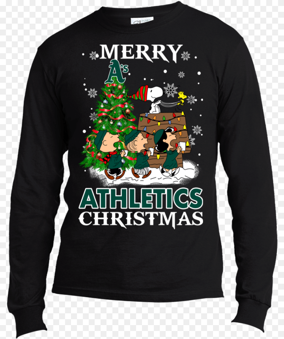 Merry Oakland Athletics Christmas Snoopy Ugly Sweater, Sleeve, Clothing, Long Sleeve, T-shirt Free Png Download