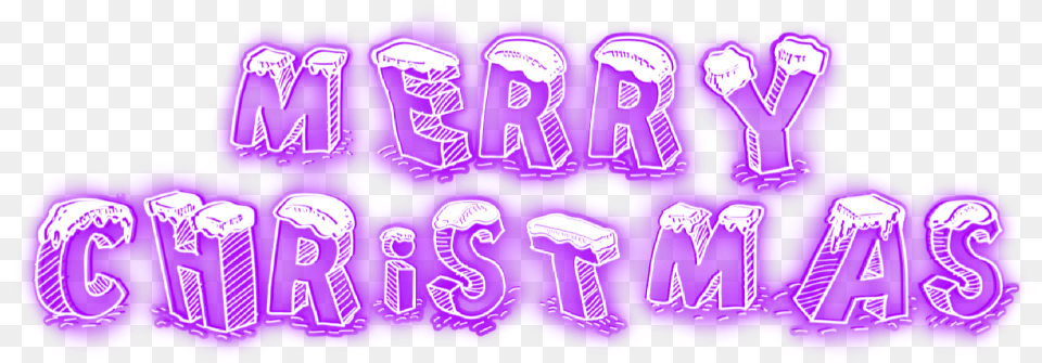 Merrychristmas Christmas Neon Word Text Freetoedit Illustration, Purple Png Image