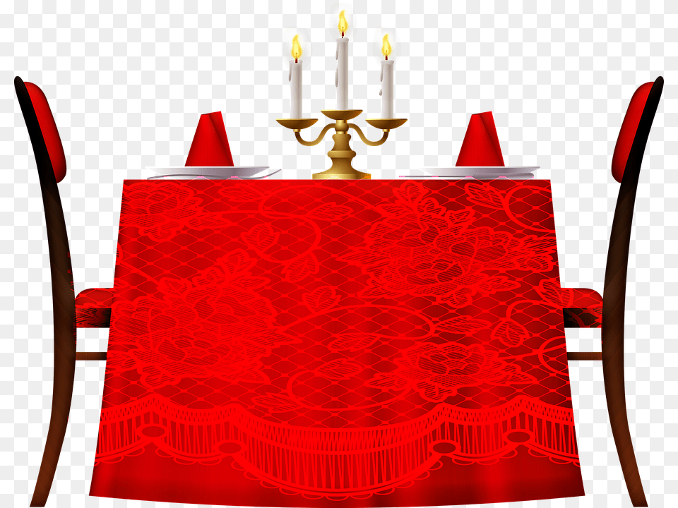 Mesa De Comedor Rojo Mantel Velas Romntico Encaje Candlelight Dinner Clipart, Altar, Architecture, Building, Church Png Image