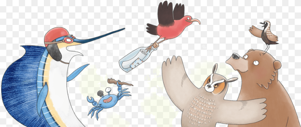 Message In A Bottle Childrens Book Cartoon, Animal, Bird, Beak Free Transparent Png