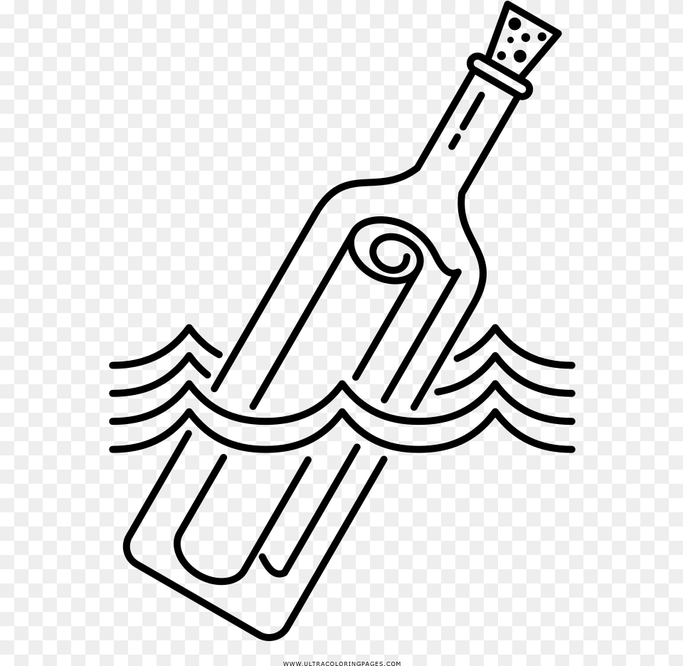 Message In A Bottle Coloring, Gray Png