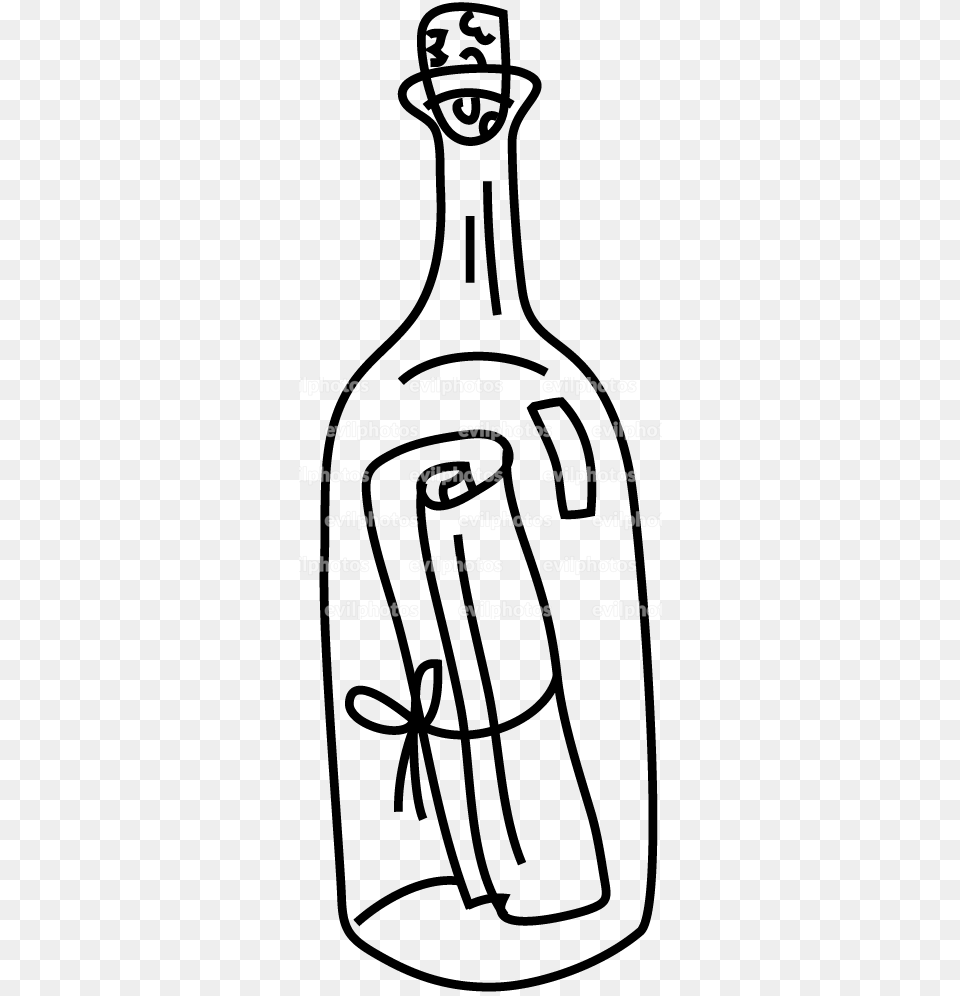 Message In A Bottle Drawing Vector And Stock Photo Message In Bottle Outline, Alcohol, Beverage, Liquor, Stencil Png