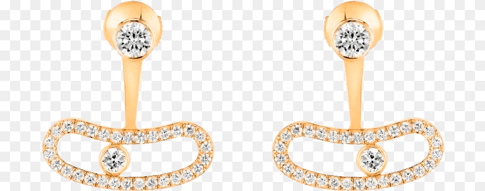 Messika Move Uno Bellow The Lobe Yellow Gold Earrings 6510 Earrings, Accessories, Diamond, Earring, Gemstone Free Png