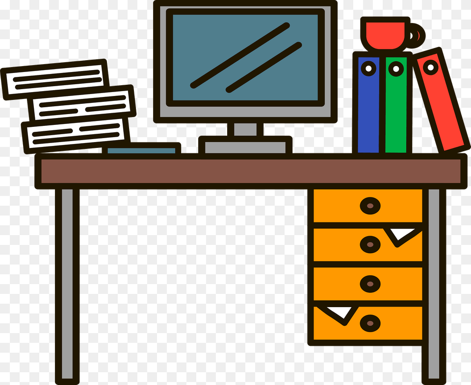 Messy Desk Clipart, Computer, Electronics, Furniture, Table Free Png Download