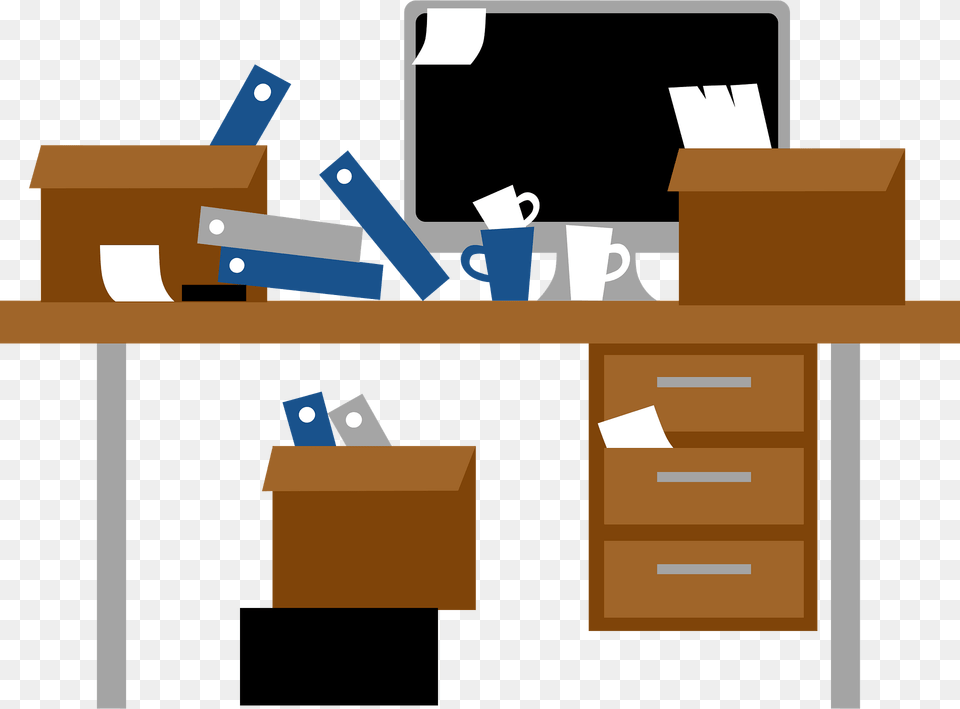 Messy Desk Clipart, Furniture, Table, Computer, Electronics Png Image