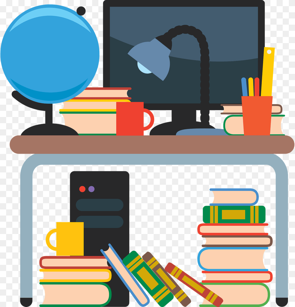 Messy Desk Clipart, Furniture, Table, Computer, Electronics Free Png