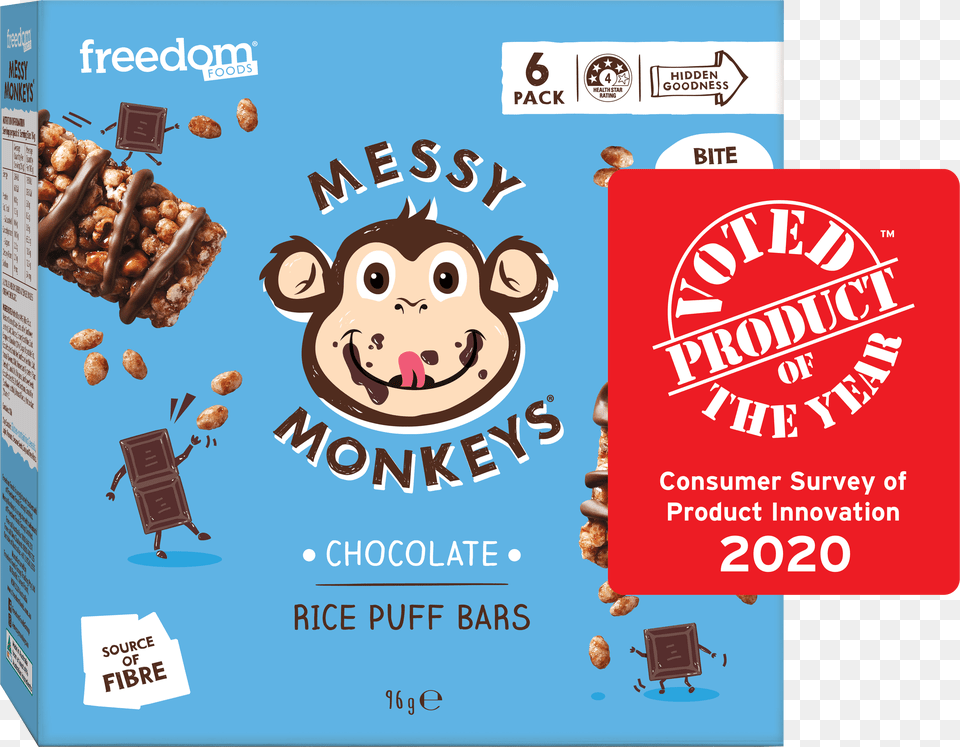 Messy Monkey Rice Puff Bar Bar Code, Advertisement, Poster, Food, Nut Free Png